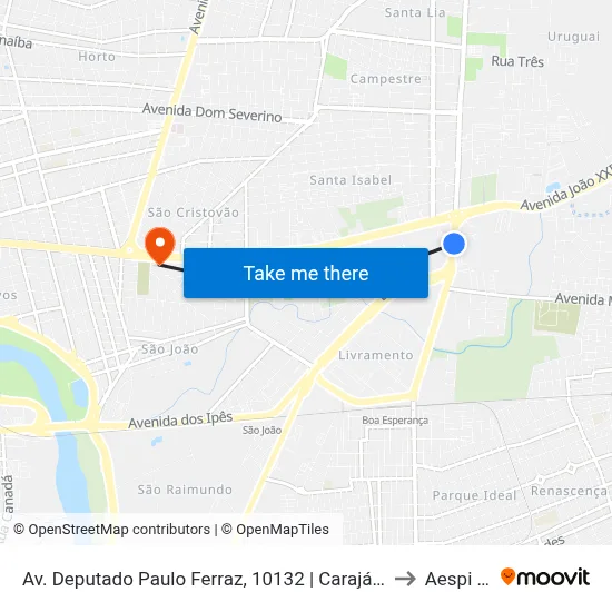 Av. Deputado Paulo Ferraz, 10132 | Carajás Home Center to Aespi Fapi map