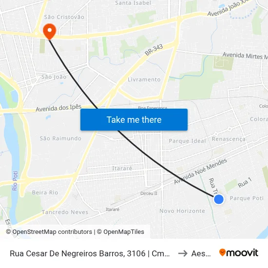Rua Cesar De Negreiros Barros, 3106 | Cmei Cíntia Medeiros De Oliveira to Aespi Fapi map