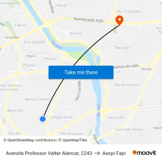 Avenida Professor Valter Alencar, 2243 to Aespi Fapi map