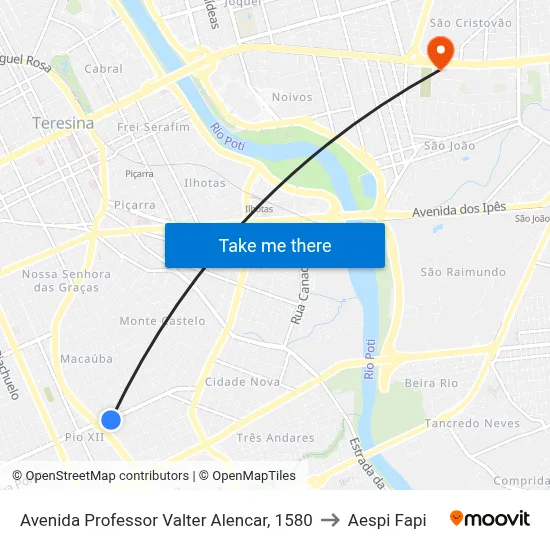 Avenida Professor Valter Alencar, 1580 to Aespi Fapi map