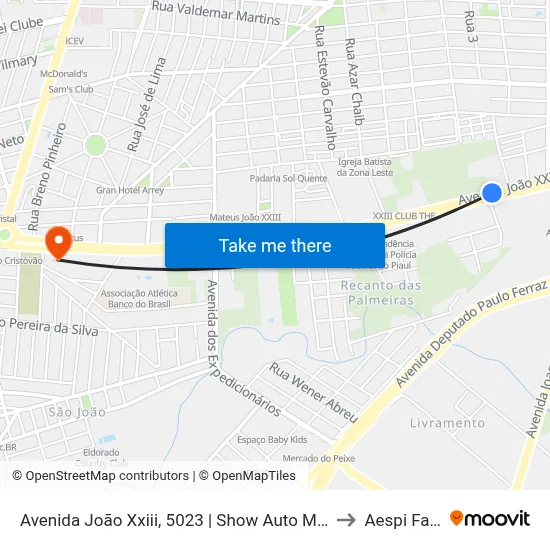 Avenida João Xxiii, 5023 | Show Auto Mall to Aespi Fapi map
