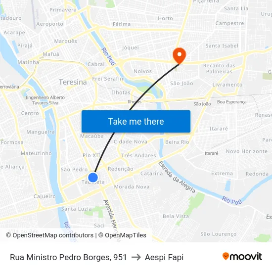 Rua Ministro Pedro Borges, 951 to Aespi Fapi map