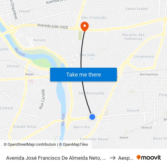 Avenida José Francisco De Almeida Neto, 2116 | Assaí Atacadista to Aespi Fapi map