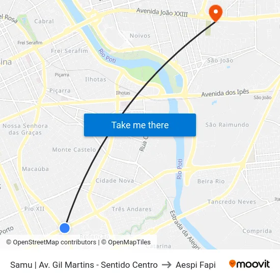 Samu | Av. Gil Martins - Sentido Centro to Aespi Fapi map