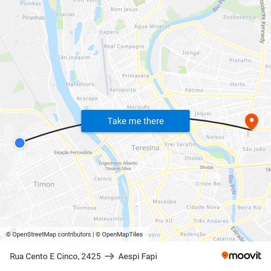 Rua Cento E Cinco, 2425 to Aespi Fapi map