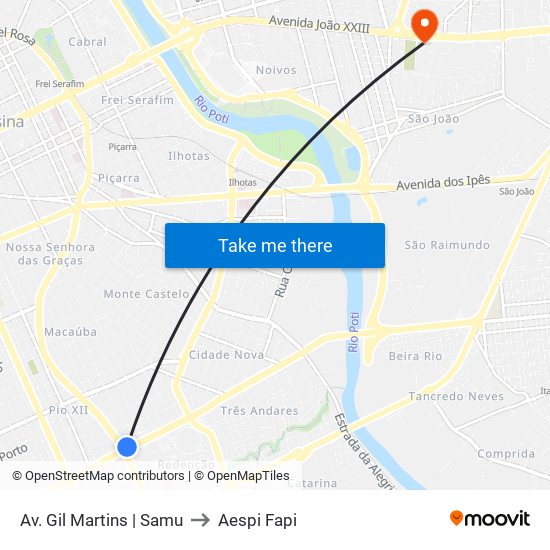 Av. Gil Martins | Samu to Aespi Fapi map