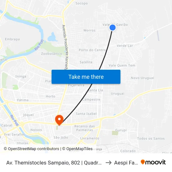 Av. Themístocles Sampaio, 802 | Quadra R to Aespi Fapi map