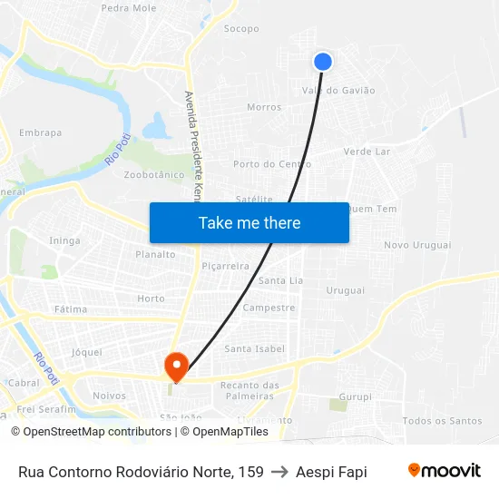 Rua Contorno Rodoviário Norte, 159 to Aespi Fapi map