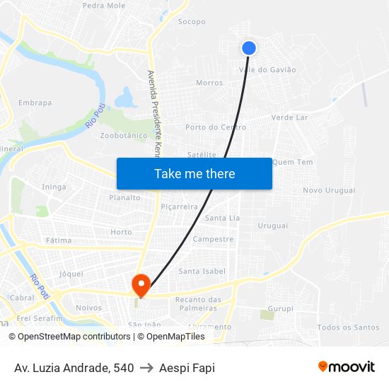 Av. Luzia Andrade, 540 to Aespi Fapi map