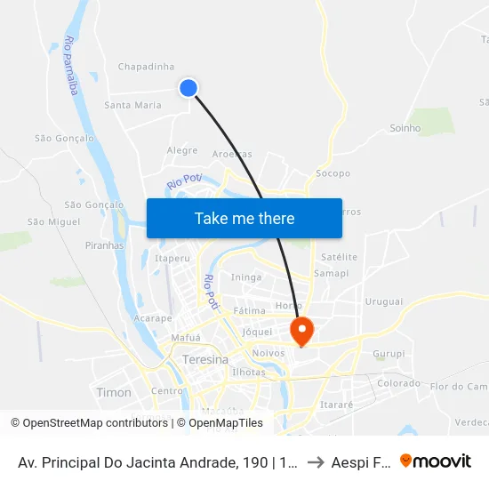 Av. Principal Do Jacinta Andrade, 190 | 13º Bpm to Aespi Fapi map
