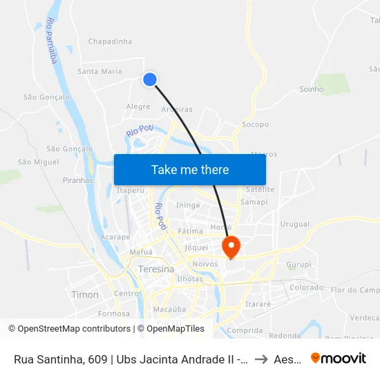 Rua Santinha, 609 | Ubs Jacinta Andrade II - Dr. Fernando Gomes Correia Lima to Aespi Fapi map