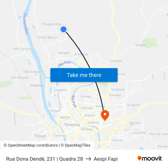 Rua Dona Dendê, 231 | Quadra 28 to Aespi Fapi map