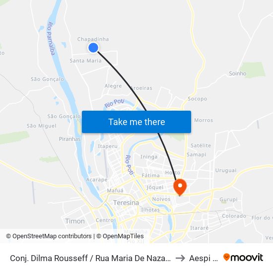 Conj. Dilma Rousseff / Rua Maria De Nazaré Meireles, 33 to Aespi Fapi map