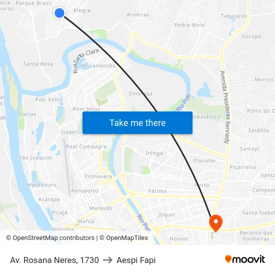 Av. Rosana Neres, 1730 to Aespi Fapi map