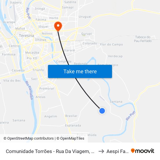 Comunidade Torrões - Rua Da Viagem, 351 to Aespi Fapi map