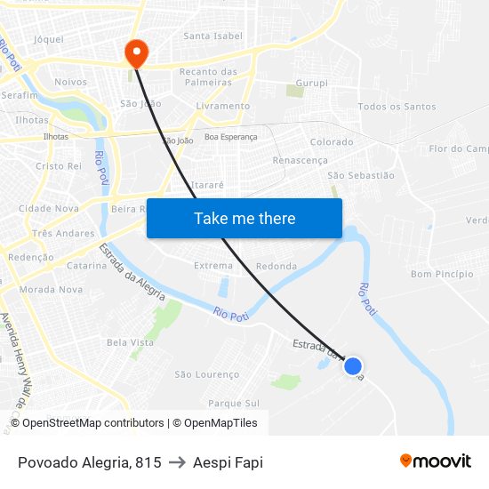 Povoado Alegria, 815 to Aespi Fapi map