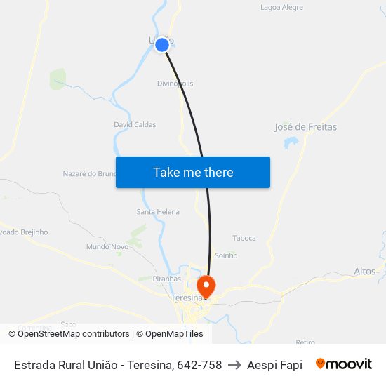 Estrada Rural União - Teresina, 642-758 to Aespi Fapi map