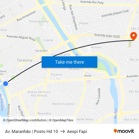 Av. Maranhão | Posto Hd 10 to Aespi Fapi map