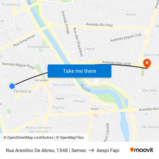 Rua Areolino De Abreu, 1548 | Semec to Aespi Fapi map