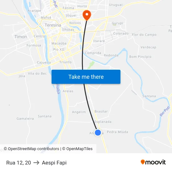 Rua 12, 20 to Aespi Fapi map