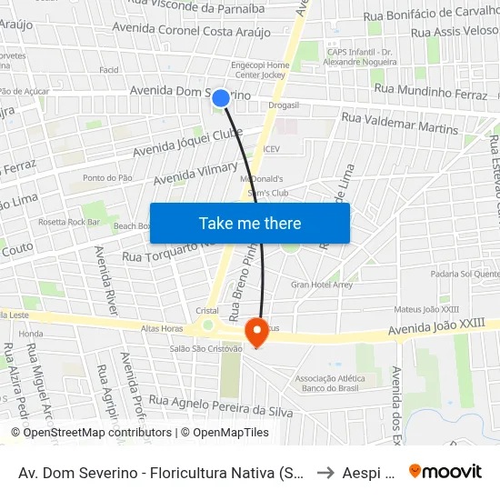 Av. Dom Severino - Floricultura Nativa (Sent. Bairro) to Aespi Fapi map