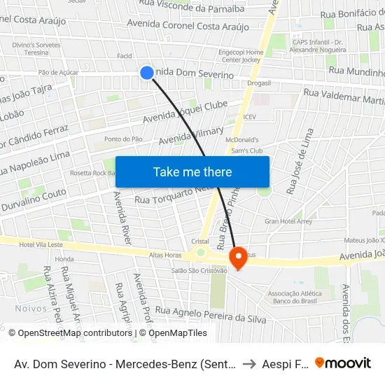 Av. Dom Severino - Mercedes-Benz (Sent. Centro) to Aespi Fapi map