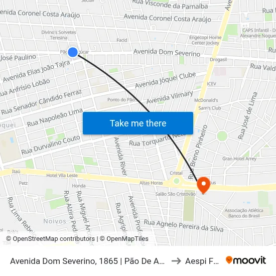 Avenida Dom Severino, 1865 | Pão De Açúcar to Aespi Fapi map