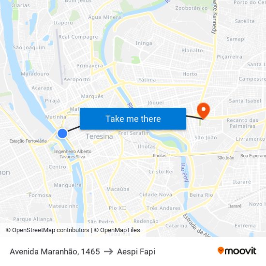 Avenida Maranhão, 1465 to Aespi Fapi map