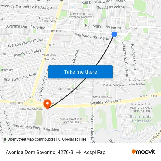Avenida Dom Severino, 4270-B to Aespi Fapi map