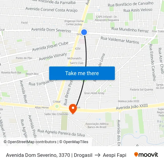 Avenida Dom Severino, 3370 | Drogasil to Aespi Fapi map