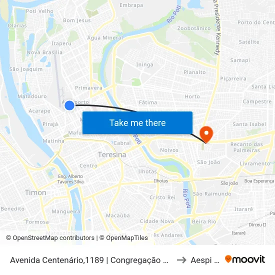 Avenida Centenário,1189 | Congregação Cristã No Brasil to Aespi Fapi map