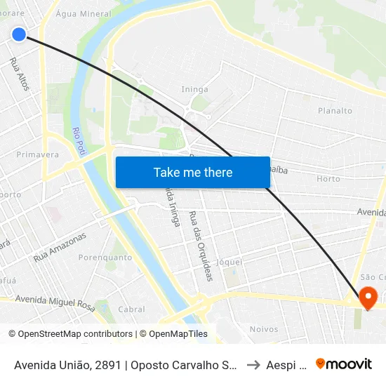 Avenida União, 2891 | Oposto Carvalho Supermercado to Aespi Fapi map