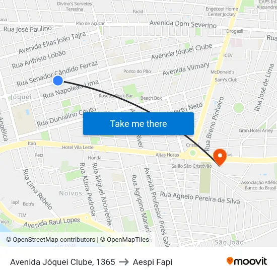 Avenida Jóquei Clube, 1365 to Aespi Fapi map