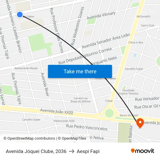 Avenida Jóquei Clube, 2036 to Aespi Fapi map