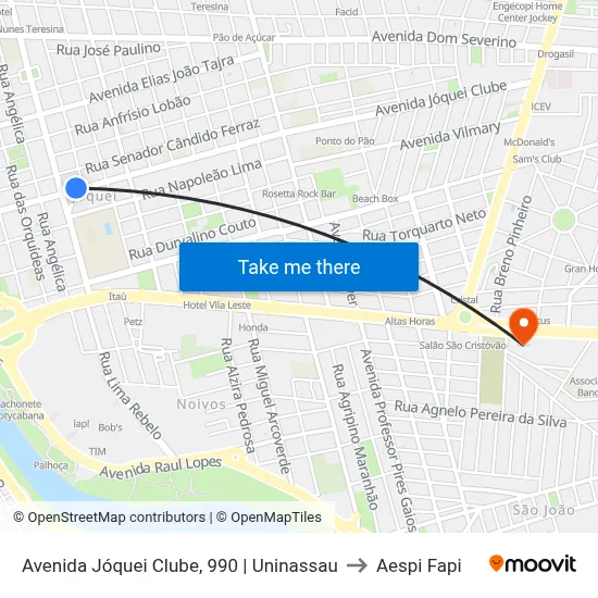 Avenida Jóquei Clube, 990 | Uninassau to Aespi Fapi map