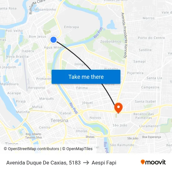 Avenida Duque De Caxias, 5183 to Aespi Fapi map