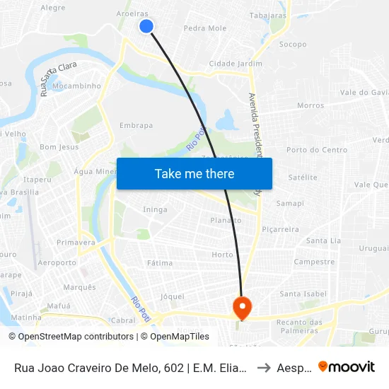 Rua Joao Craveiro De Melo, 602 | E.M. Elias Ximenes Do Prado Junior to Aespi Fapi map