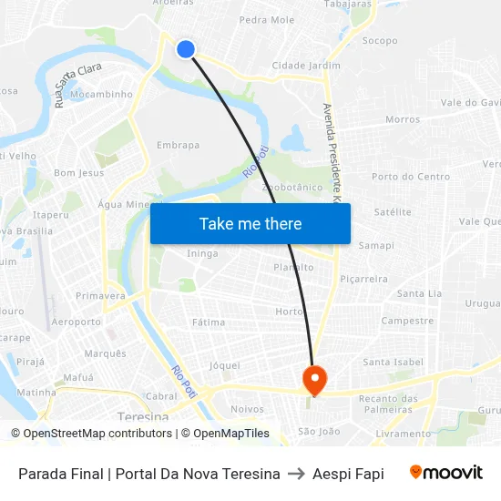 Parada Final | Portal Da Nova Teresina to Aespi Fapi map
