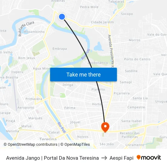 Avenida Jango | Portal Da Nova Teresina to Aespi Fapi map