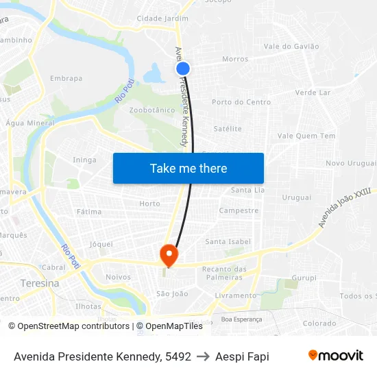 Avenida Presidente Kennedy, 5492 to Aespi Fapi map