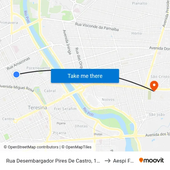 Rua Desembargador Pires De Castro, 1200 to Aespi Fapi map