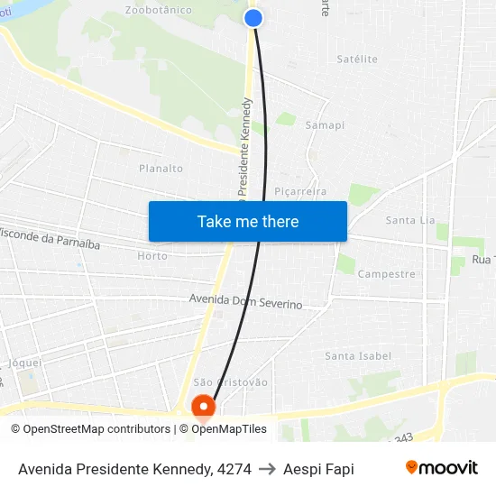 Avenida Presidente Kennedy, 4274 to Aespi Fapi map