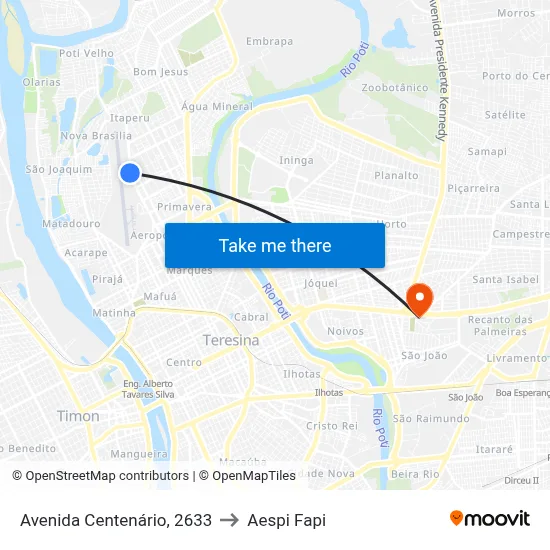 Avenida Centenário, 2633 to Aespi Fapi map