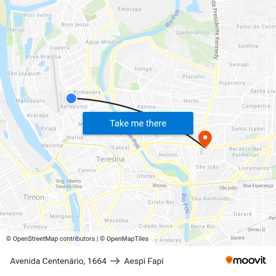 Avenida Centenário, 1664 to Aespi Fapi map