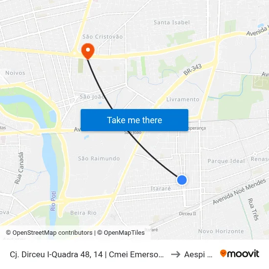Cj. Dirceu I-Quadra 48, 14 | Cmei Emerson De Jesus to Aespi Fapi map