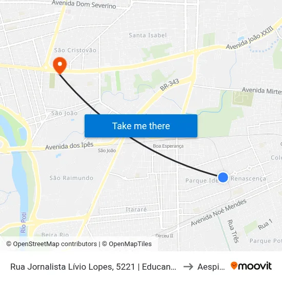 Rua Jornalista Lívio Lopes, 5221 | Educandário Santa Helena to Aespi Fapi map