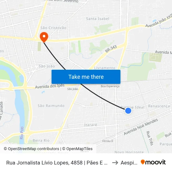 Rua Jornalista Lívio Lopes, 4858 | Pães E Beleza Panificadora to Aespi Fapi map