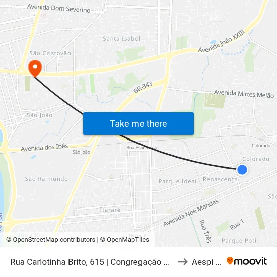 Rua Carlotinha Brito, 615 | Congregação Cristã Do Brasil to Aespi Fapi map