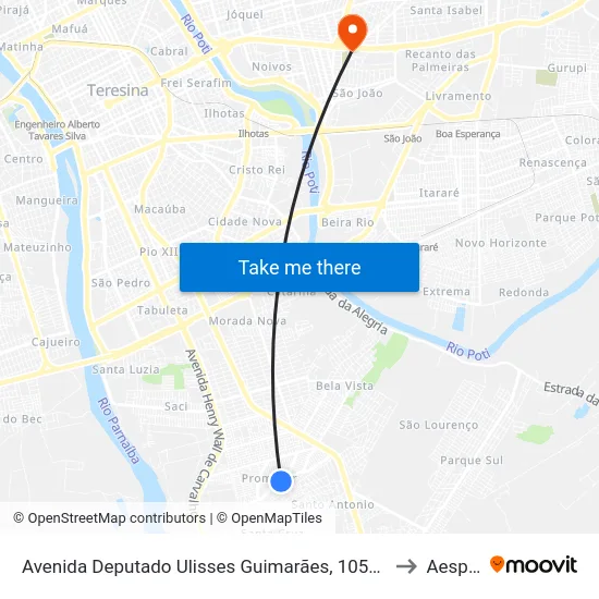 Avenida Deputado Ulisses Guimarães, 1051 | U.E. Domício Magalhães to Aespi Fapi map