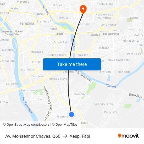 Av. Monsenhor Chaves, Q60 to Aespi Fapi map